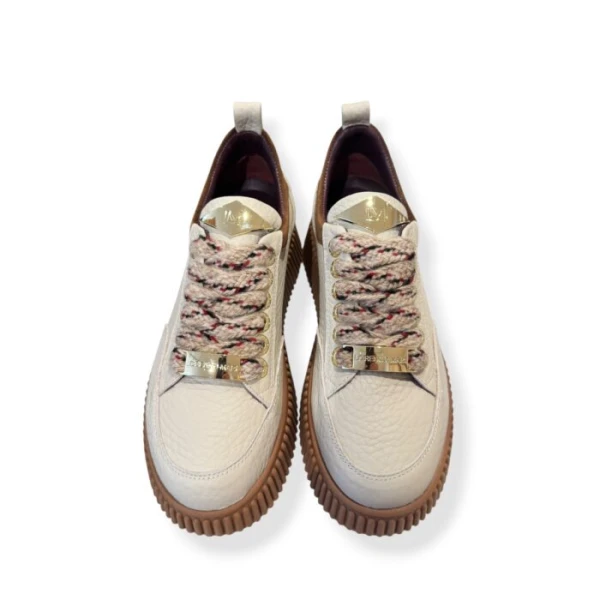LORENZO MARI - Sneakers avorio con riporto marrone - sally26