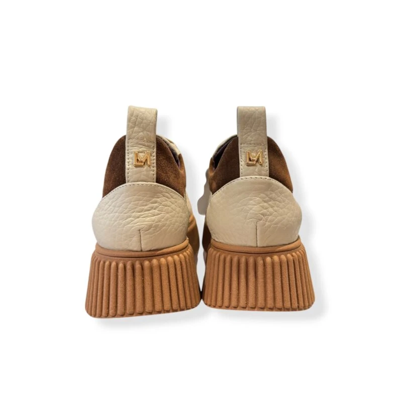 LORENZO MARI - Sneakers avorio con riporto marrone - sally26