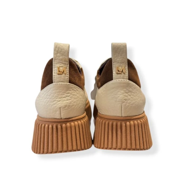 LORENZO MARI - Sneakers avorio con riporto marrone - sally26