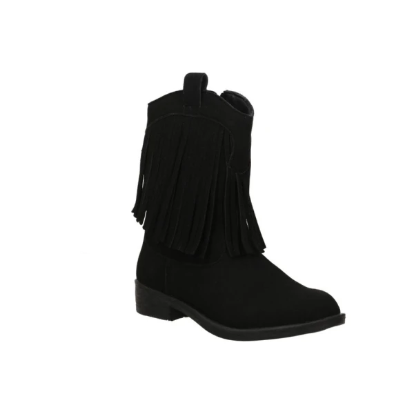 ASSO - Stivaletto texano nero con frangia - ag-18245