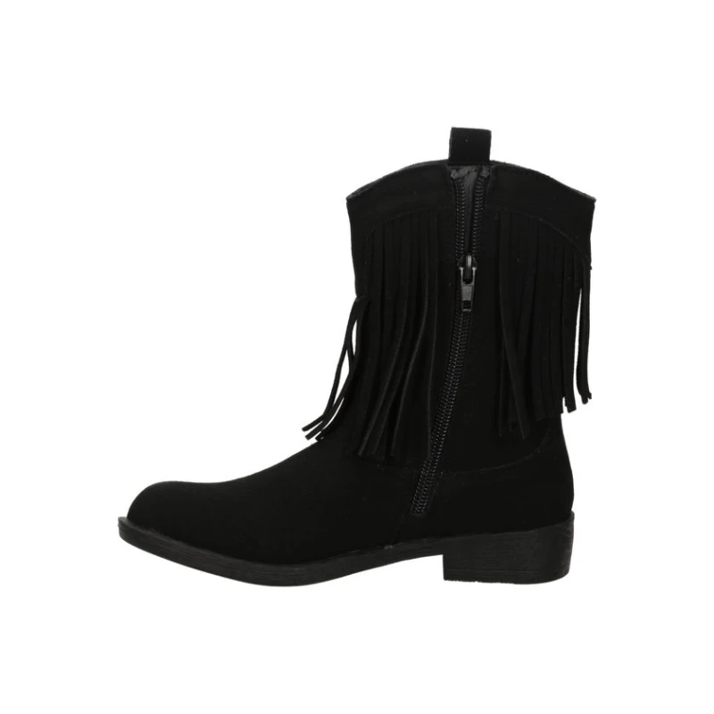 ASSO - Stivaletto texano nero con frangia - ag-18245