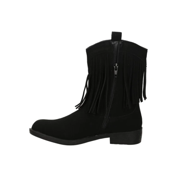 ASSO - Stivaletto texano nero con frangia - ag-18245