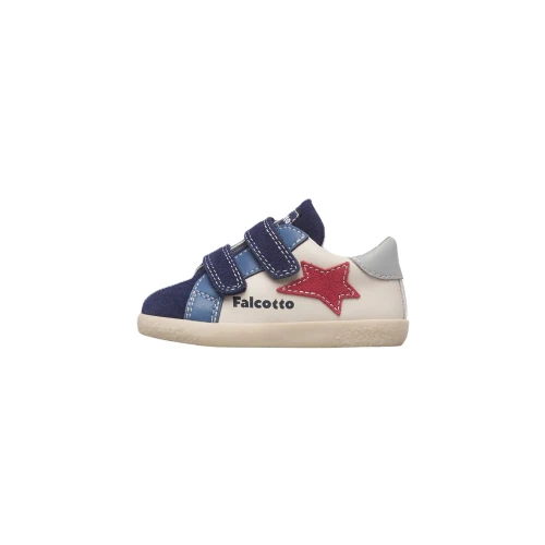 FALCOTTO - Sneakers beige e blu con velcro - 0012019043.01.2c80