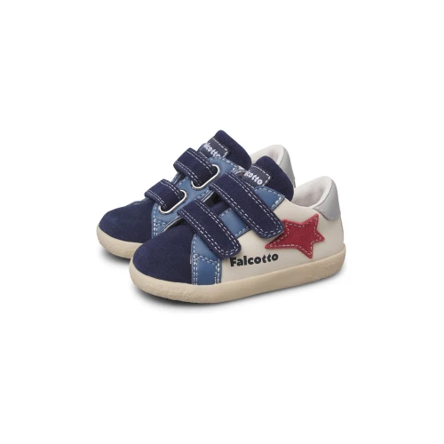 FALCOTTO - Sneakers beige e blu con velcro - 0012019043.01.2c80 2