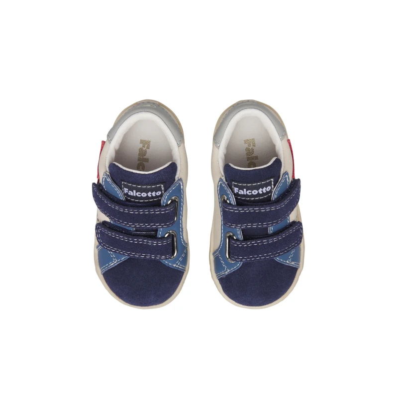 FALCOTTO - Sneakers beige e blu con velcro - 0012019043.01.2c80