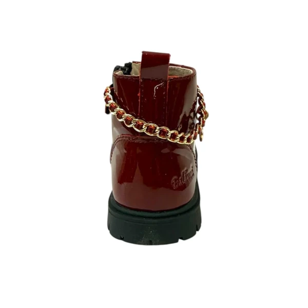 BALDUCCI - Stivaletto anfibio bordeaux in vernice con catena -