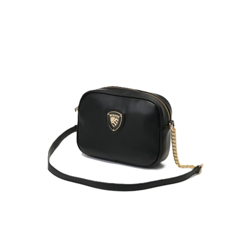 BLAUER - Borsa nera con con logo e tracolla catena -