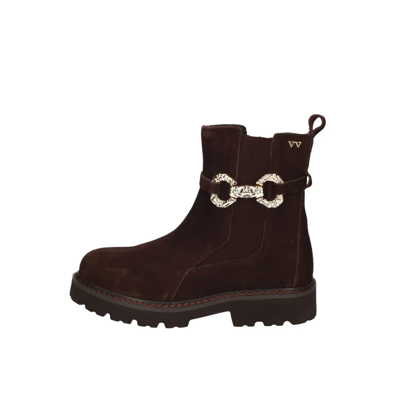 VALLEVERDE - Stivaletto marrone in camoscio con accessorio -