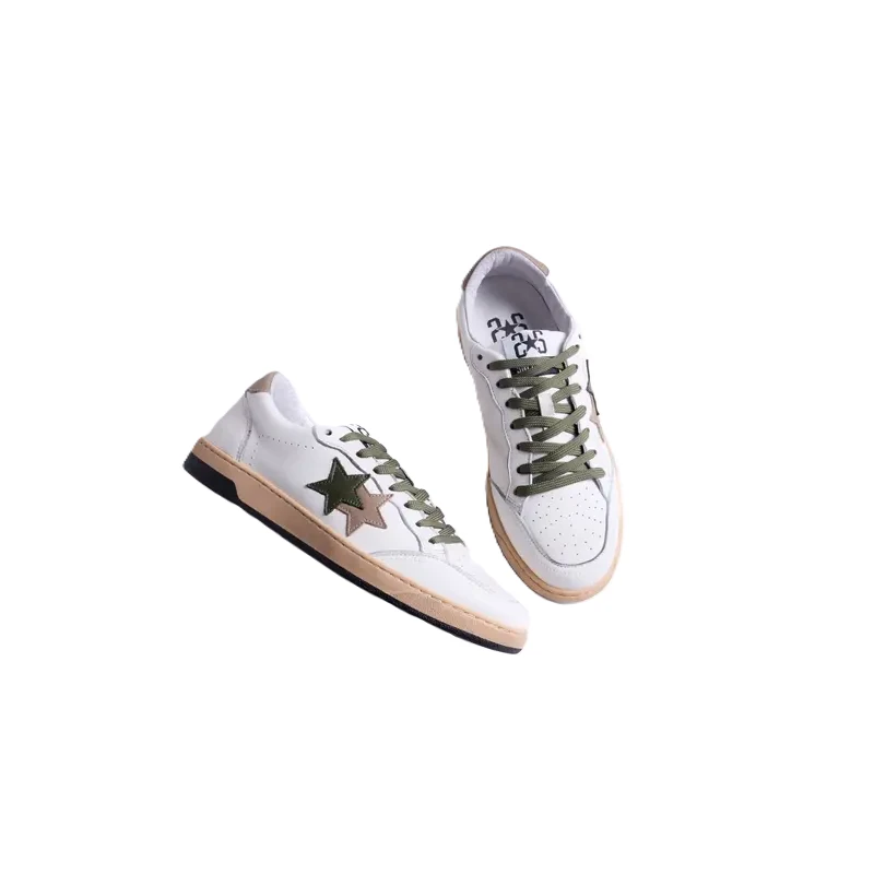 2-STAR - Sneakers uomo bianca e verdone - 5239