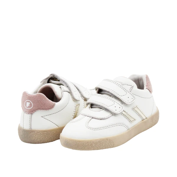 FALCOTTO - Sneakers bianca e cipria con velcro -