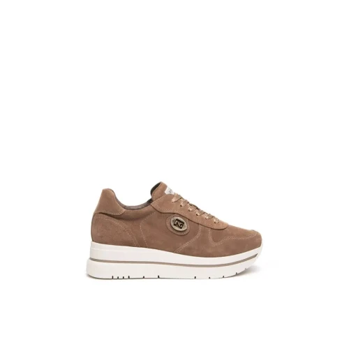 NERO GIARDINI - Sneakers camoscio beige con logo - i617362d