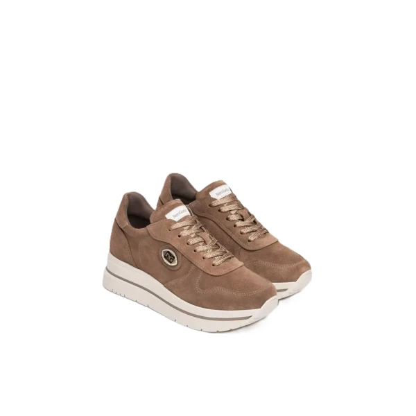 NERO GIARDINI - Sneakers camoscio beige con logo - i617362d